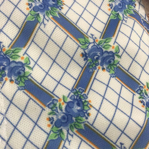 Vintage Accessories - Vintage 70s Blue White Floral Print Skinny Scarf Vintage Accessories - Vintage 70s Blue White Floral Print Skinny Scarf